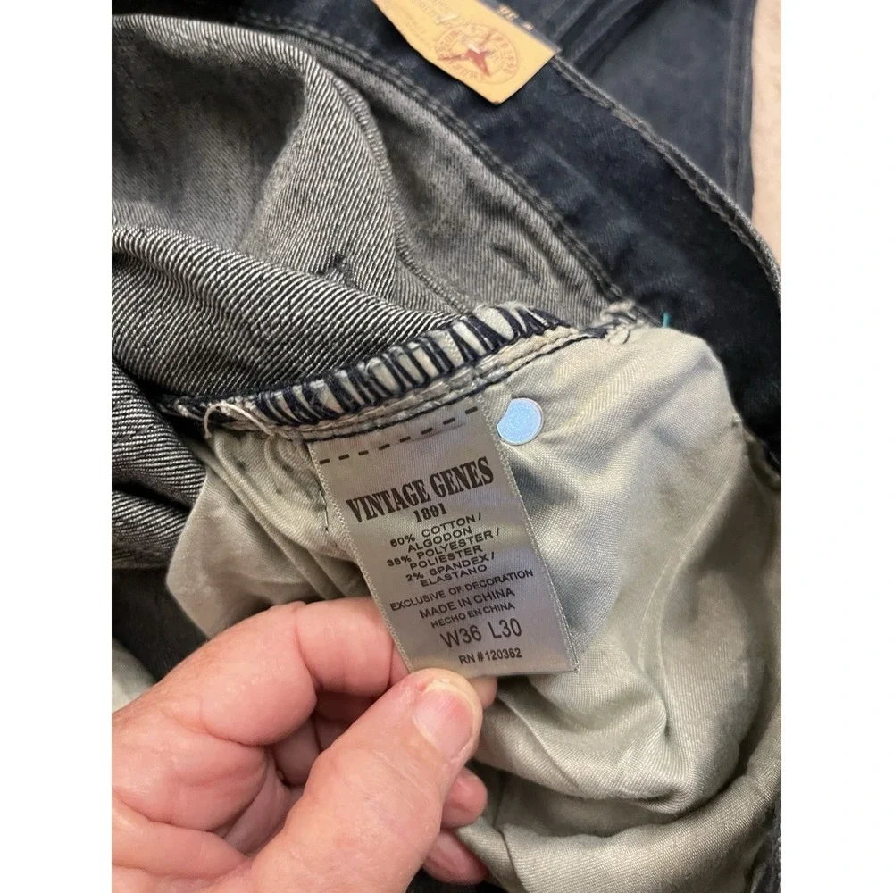 Vintage Genes 1891 Jeans Mens Slim Straight Denim Dark Blue  NWT Sz  36 x 30